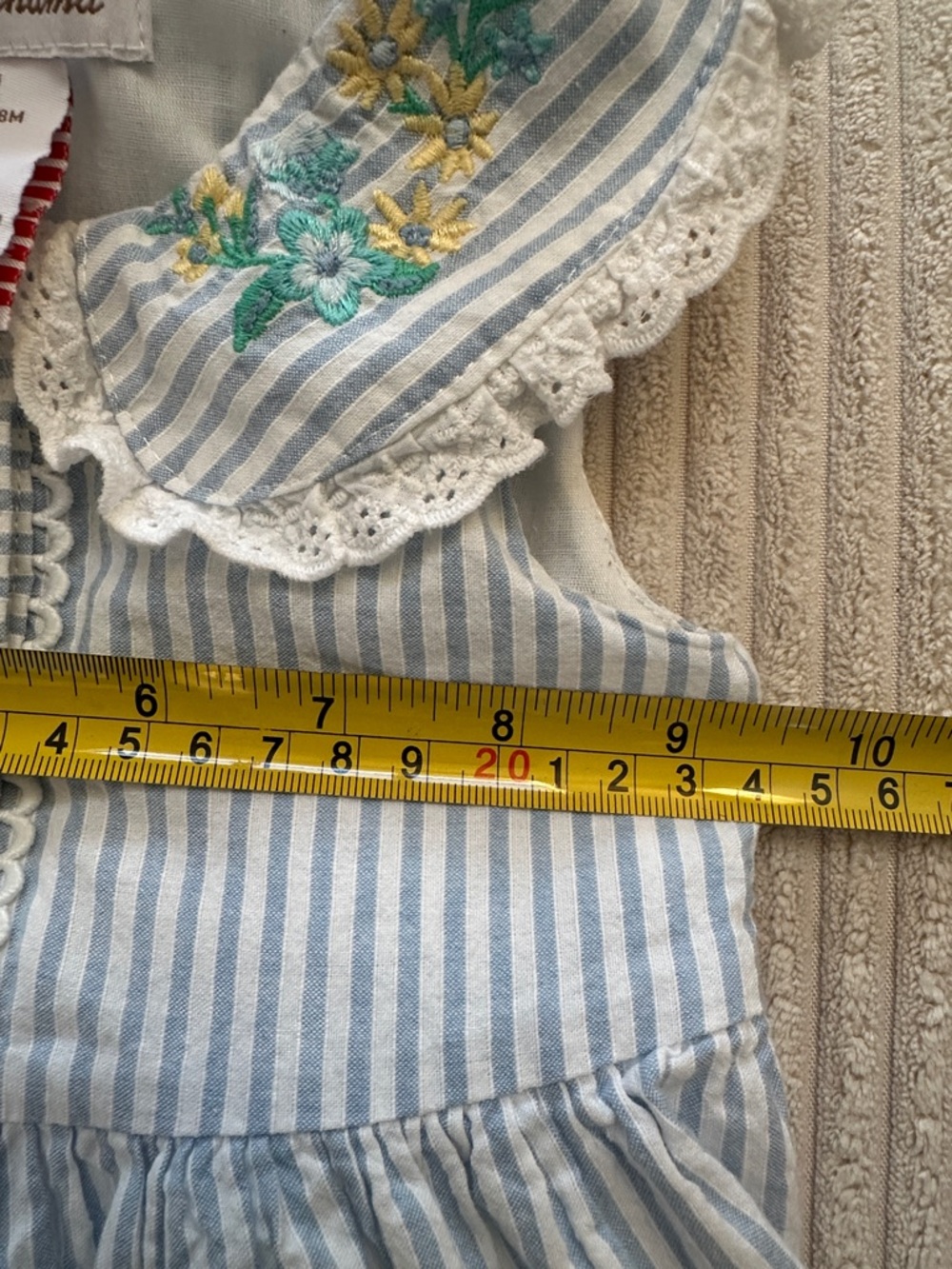 Tommy Bahama Blue and White Striped Embroidered Collar Dress In Size 18M - Picture 10 of 11